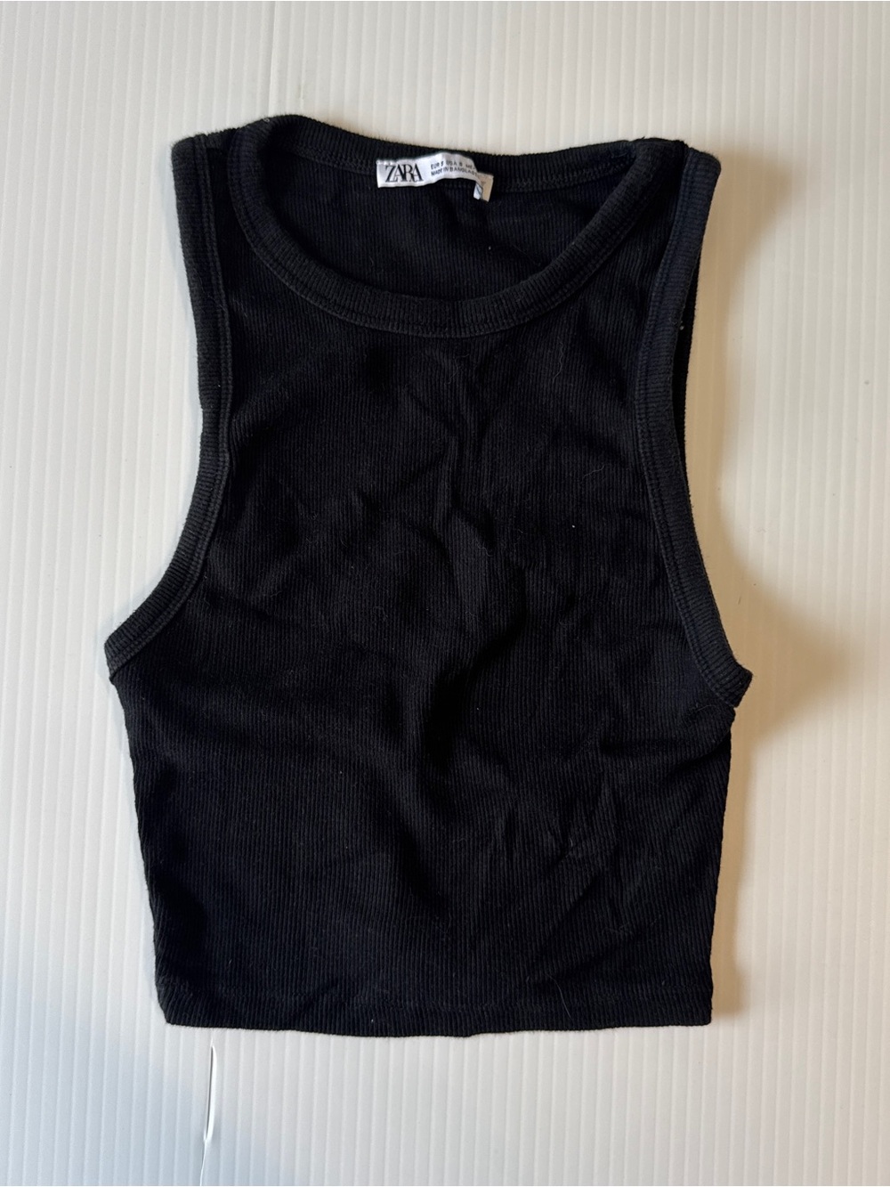 Zara Black Ribbed Crop Tank Top
